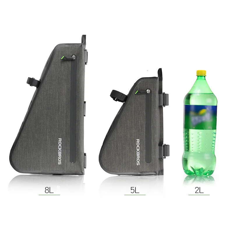 ROCKBROS 8L MTB Road Bike Bags Triangle Bag Pouch Reflective Rainproof Pannier Portable Adjustable Bicycle Bag Bike Accessories 250610