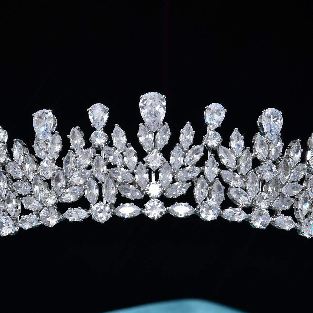 HADIYANA Gorgeous Crystal Crown Tiara Shining Cubic Zirconia Gold Silver Color Crowns For Wedding Bride Hair Ornament BC6526 241202