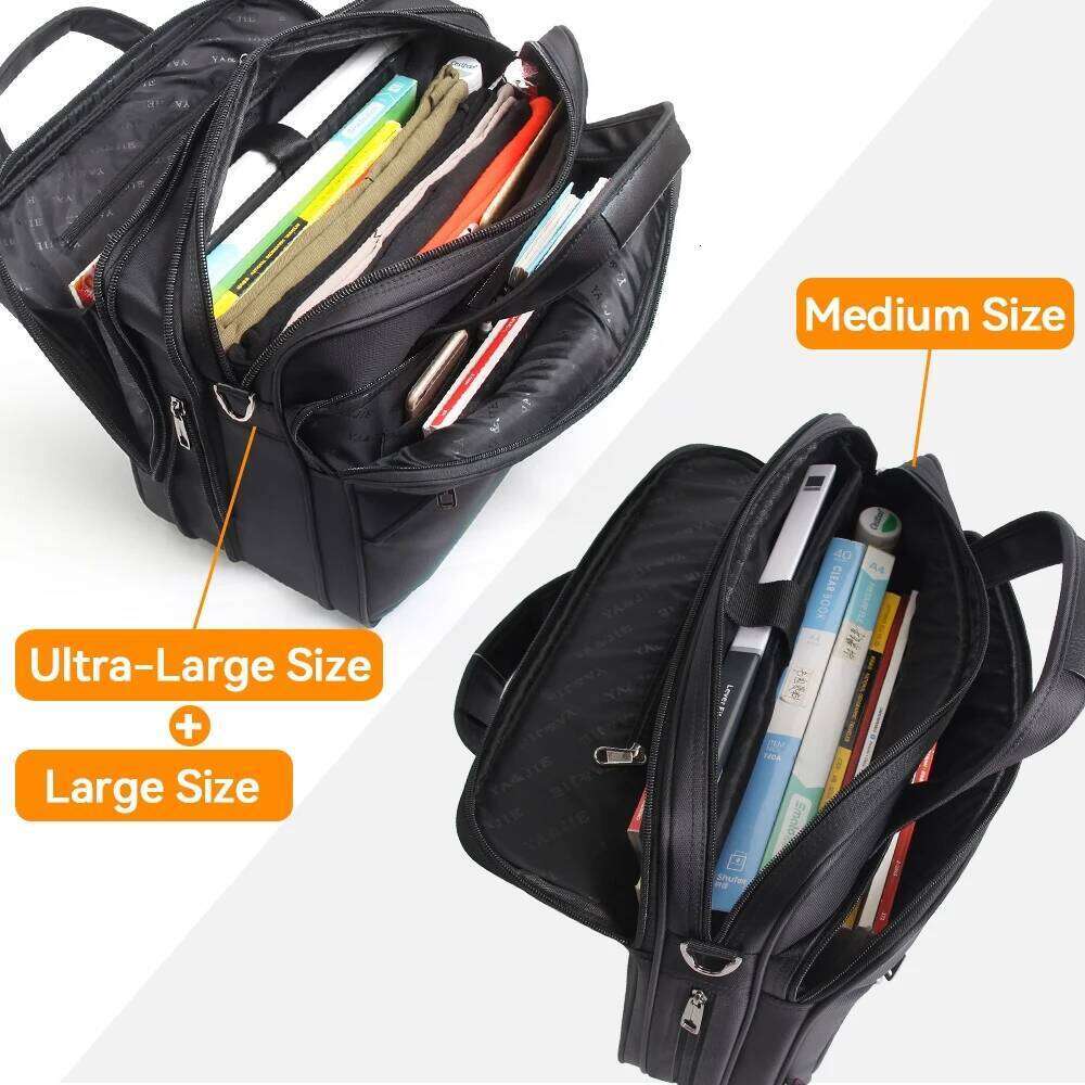 Large-Capacity Business Briefcase 15.6 Inch 17 19 Inches Laptop Men's Waterproof Canvas Document Work Office Bag Offical