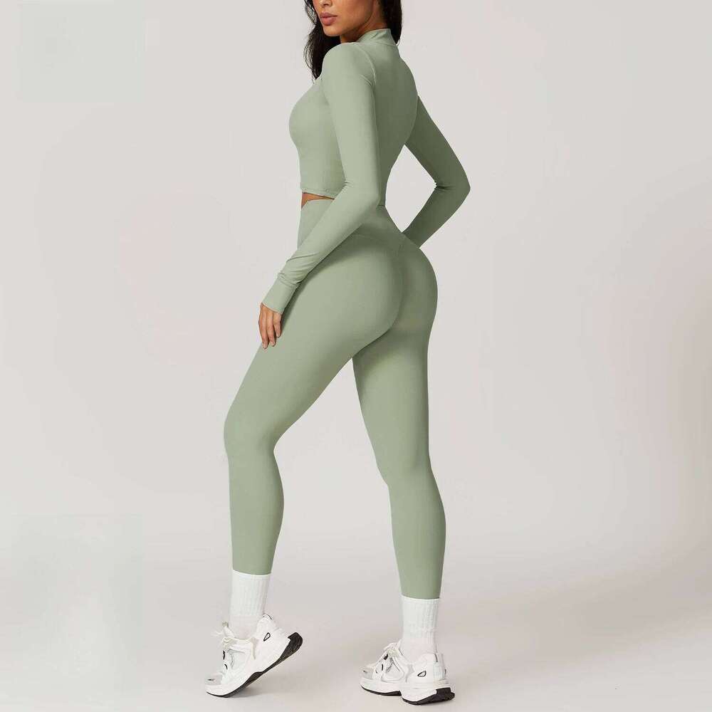 Seamless Sets Fiess High Waist Hip-lifting Tight Naked Shockproof Sports Bra Tracksuit Gym Yoga Three-piece Suit