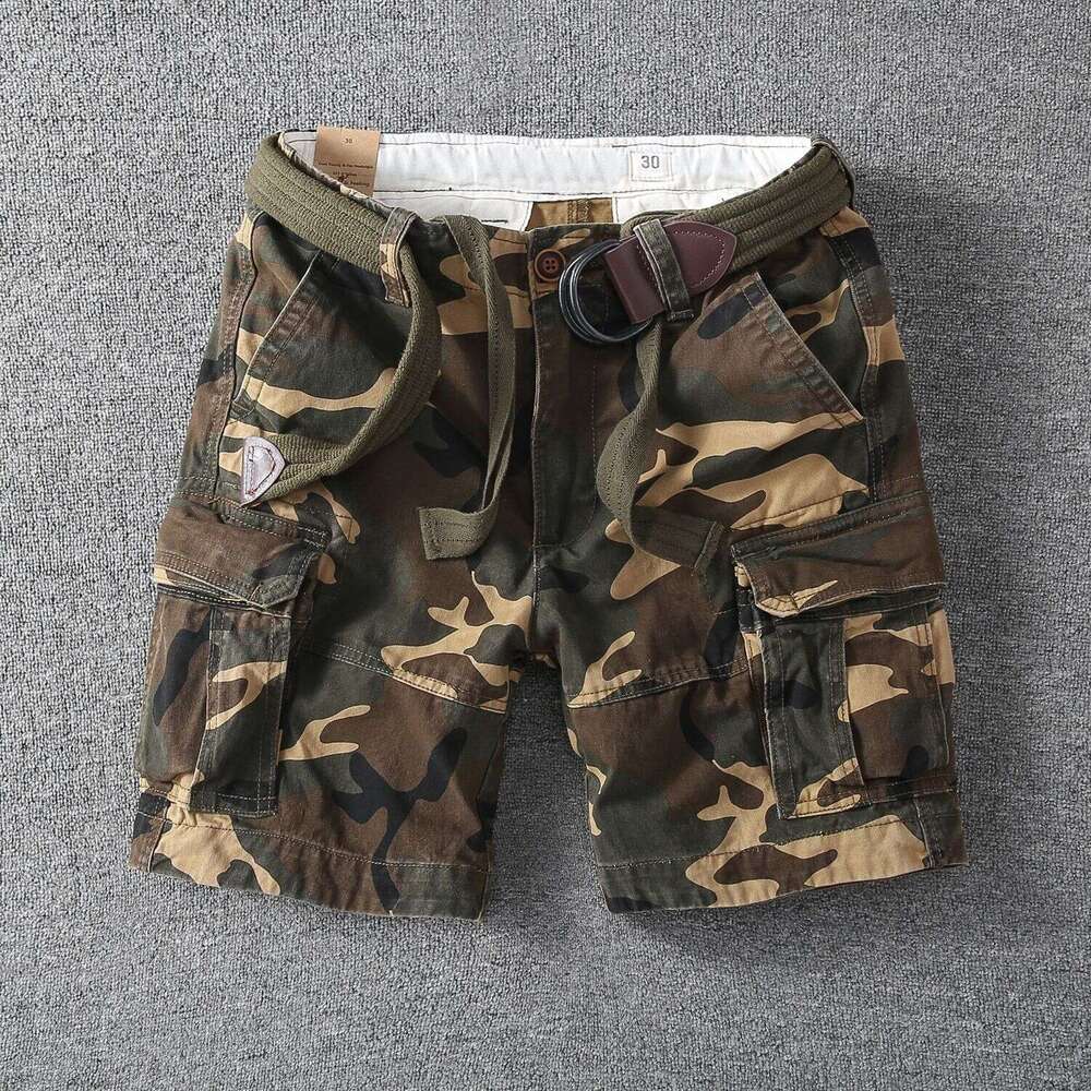 Camouflage Cargo Shorts Men Summer New Style Handsome Five-Point Straight Casual Mid-Length Pants B5