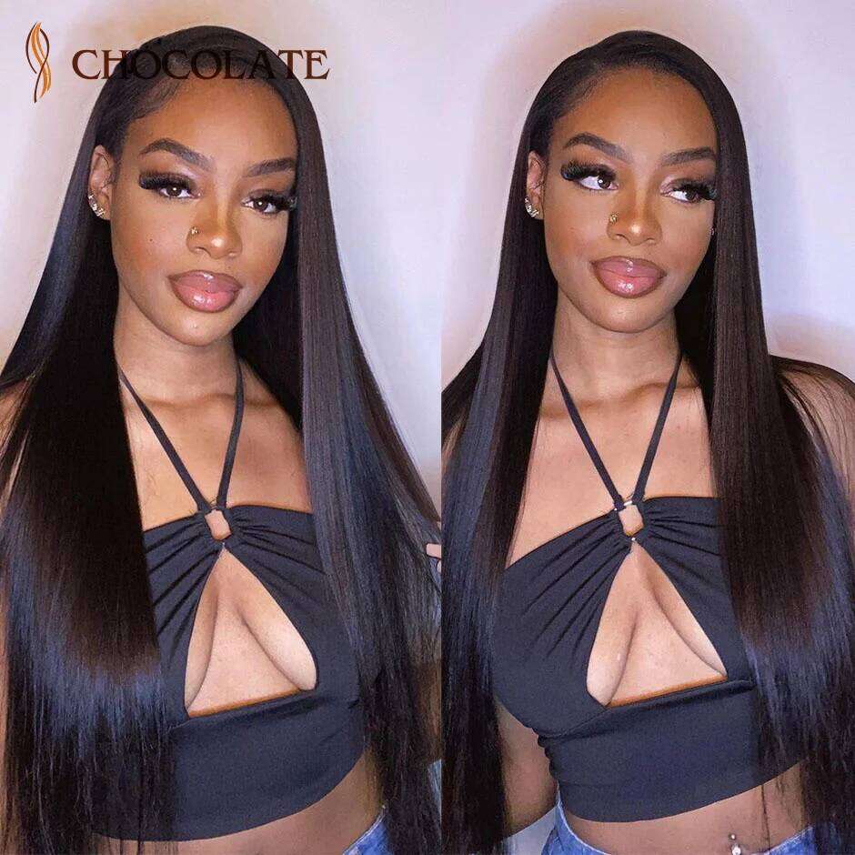 13X6 HD Frontal Wig Straight 4x4 Lace Closure 10A Brazilian Virgin Human Hair Wigs For Women 180 Density