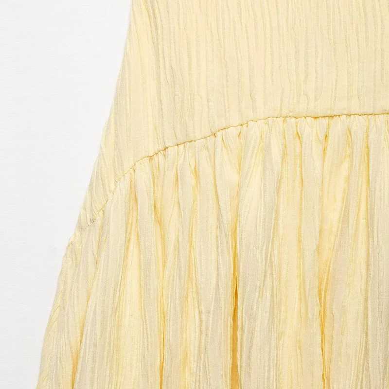 TRAF Yellow Elegant Party Dresses 2025 Womens Spring Summer Y2k Long Slip Dresses Fashion Casual Vintage Midi Dresses Vestidos XJ250610