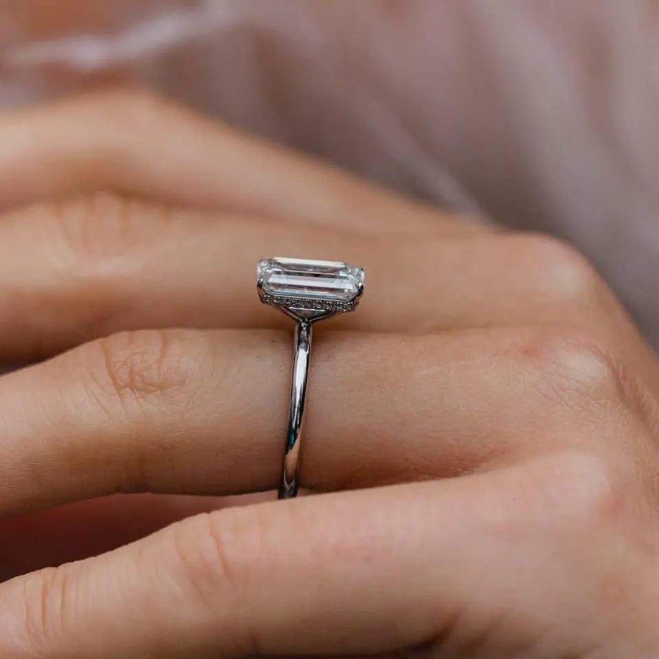 JOVOVASMILE 3.5 Wedding Ring 10.5x7mm Elongated Emerald Cut 18k Gold Solitaire Ring for Woman 250610