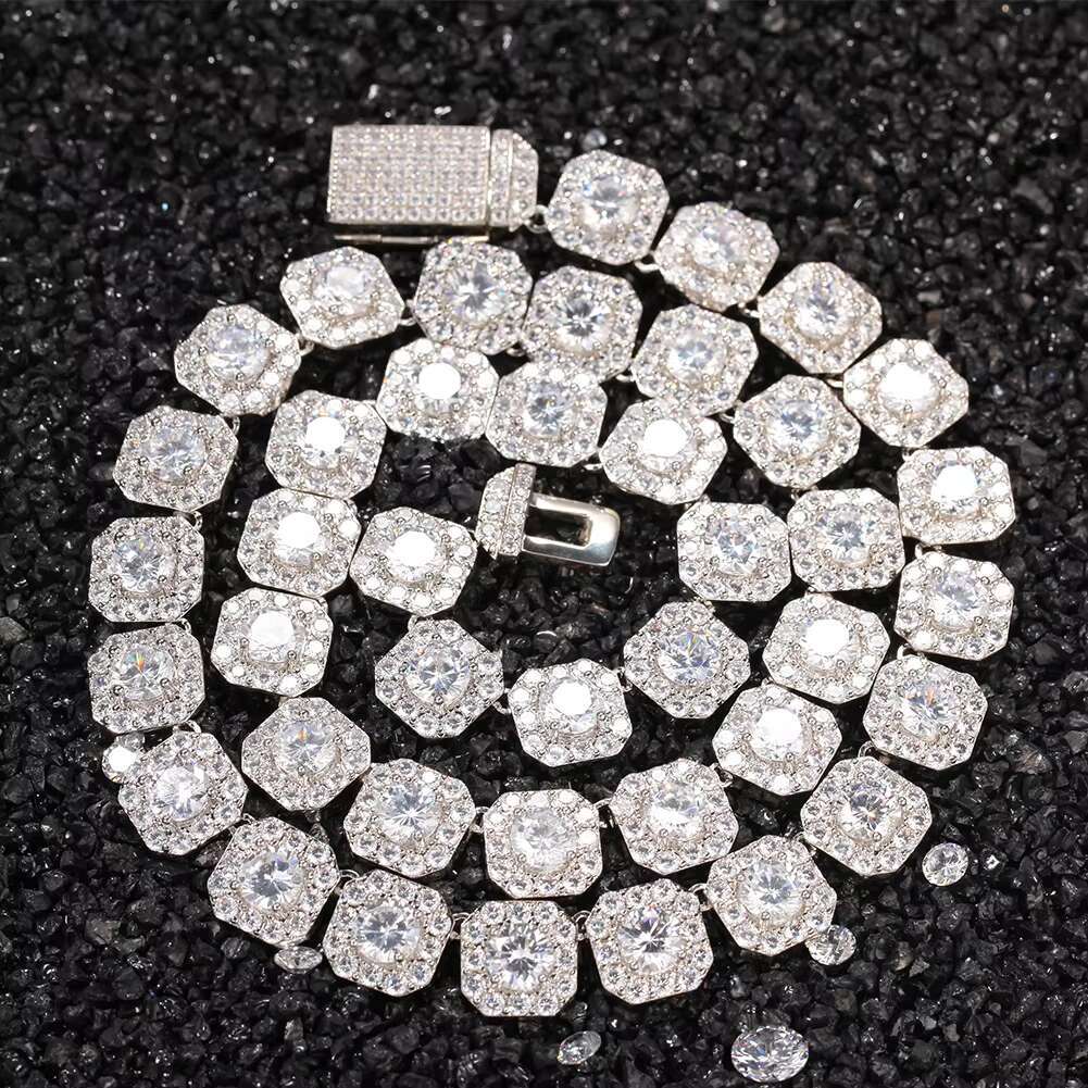OACOCA 10mm 12mm Sterling Silver Hip Hop Jewelry Moissanite Vvs Tennis Chain Necklace