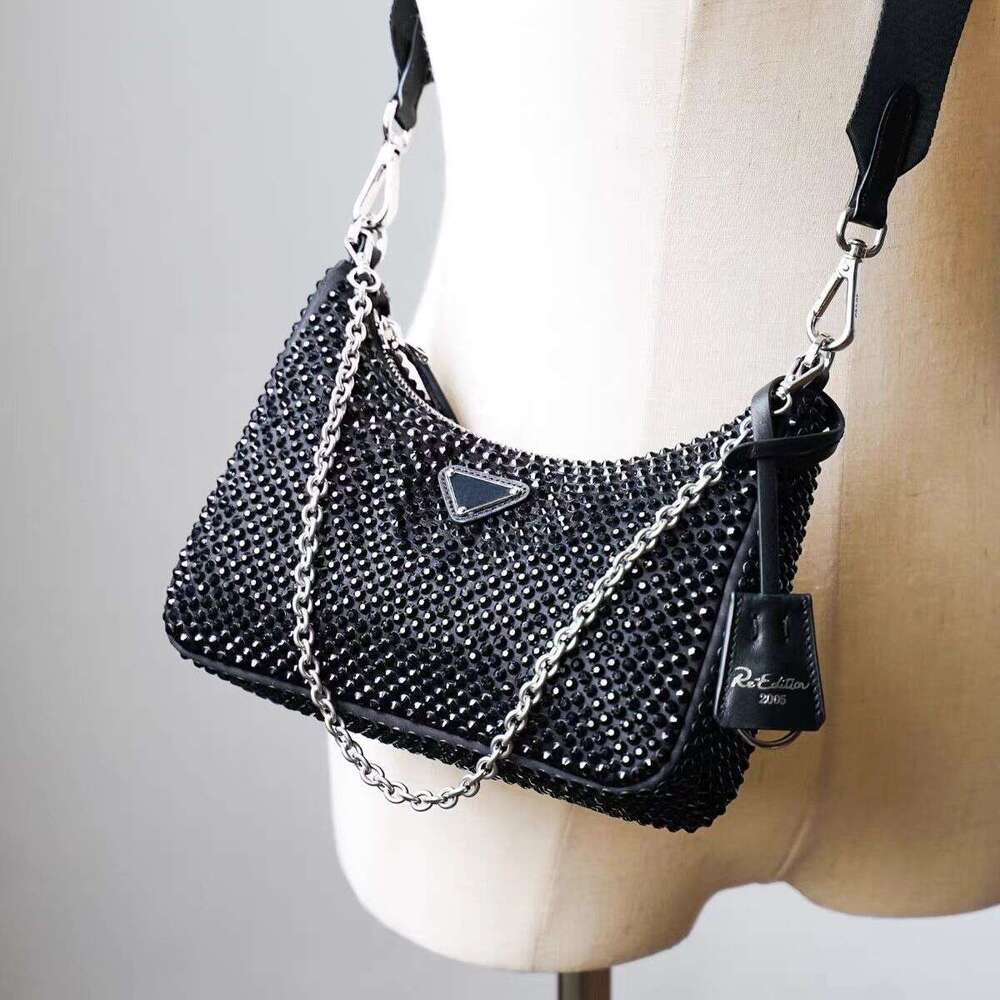 Three-in-One Women's High-Quality Super Shiny Czech Rhinestone Full Diamond Crossbody Bag
