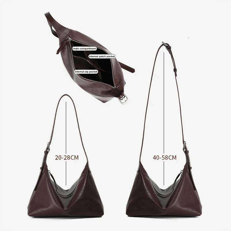2024 Women Hobo Female Genuine Underarm Shoulder Bag Large Capacity Split Leather Dumpling Messenger Lady Handbag