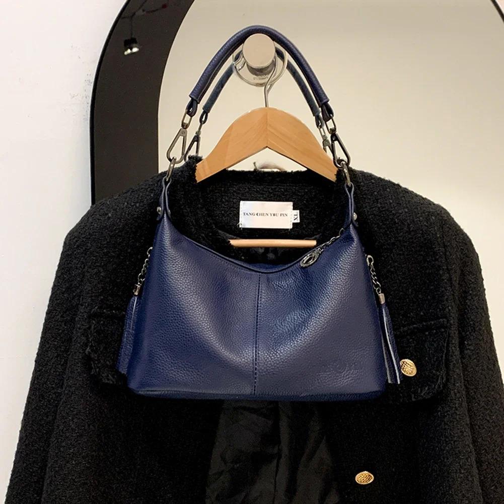Women Fashion Shoulder Bag Large Capacity Cowhide Stylish Crossbody Bag Adjustable Strap Retro Armpit Bag for Outdoor Travel 250606