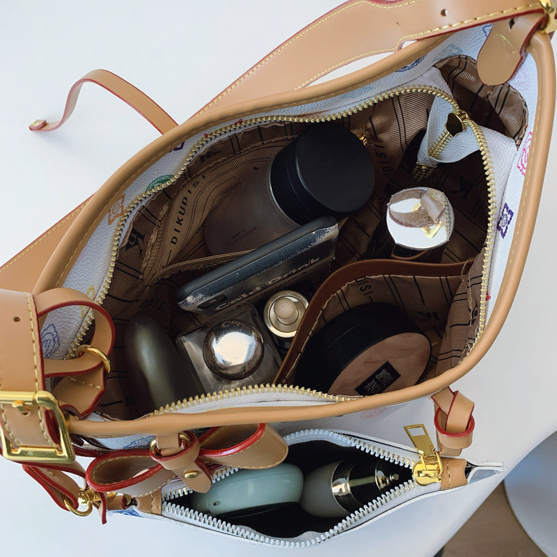 Women's Shoulder 2025 New Three-Color Printed Underarm Color-Block Large Capacity Casual Crossbody Bag