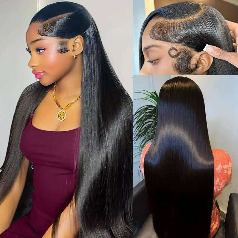 200% Bone Straight 13x4 Front Human Wigs Preplucked Brazilian Remy Hair 13x6 HD Transparent Lace Frontal Wig For Women