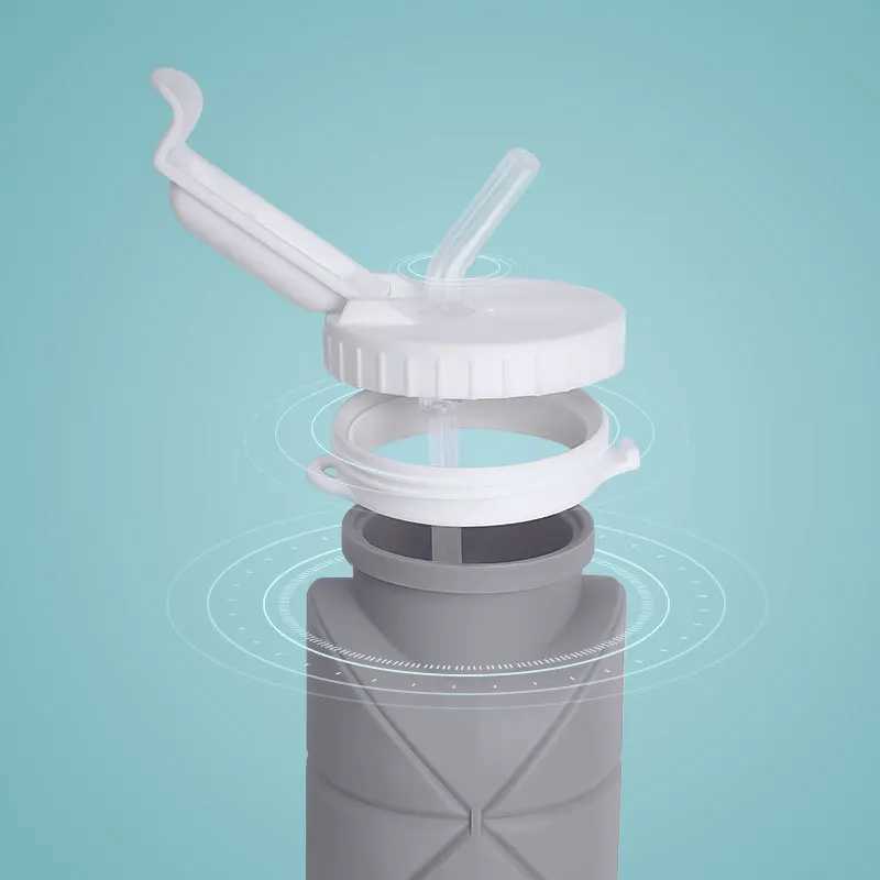 Sports Foldable Water with Handle Portable Retractable Simple Travel Silicone Cup High Value Multi-color Large Capacity Z260202