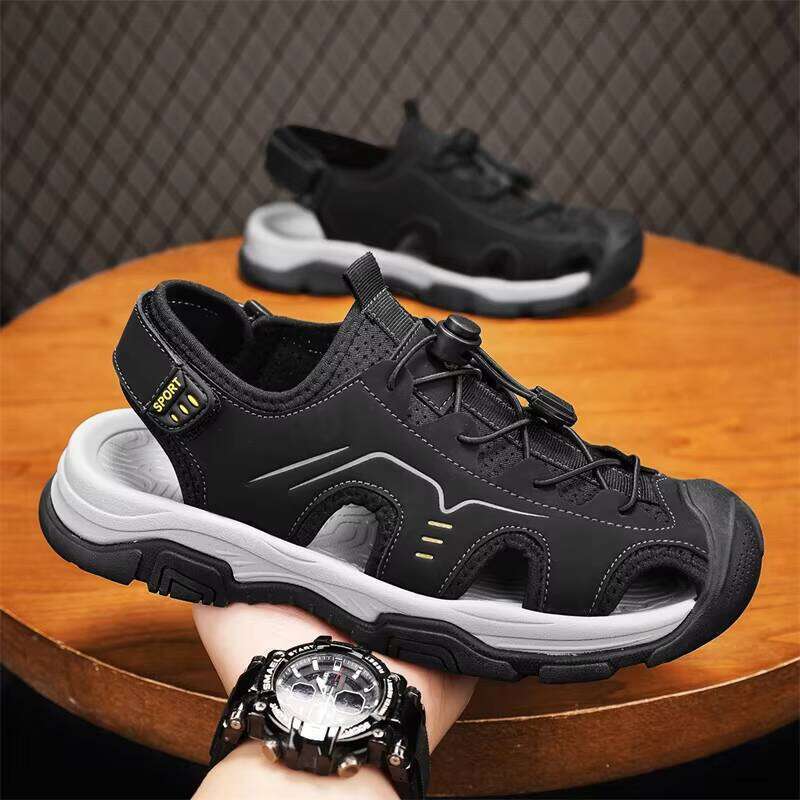 Outdoor Leather Sandals Hot Selling Casual Shoes for Men Rubber Mesh Summer Slippers