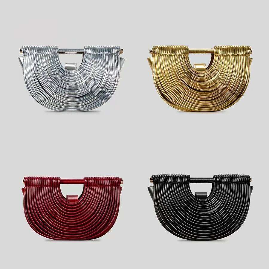 Designer Luxury Handbags For Women 2025 New Gold Designer Brand Handwoven Noodle Bags Rope Knotted Pulled Half Moon Sier Evening Clutch