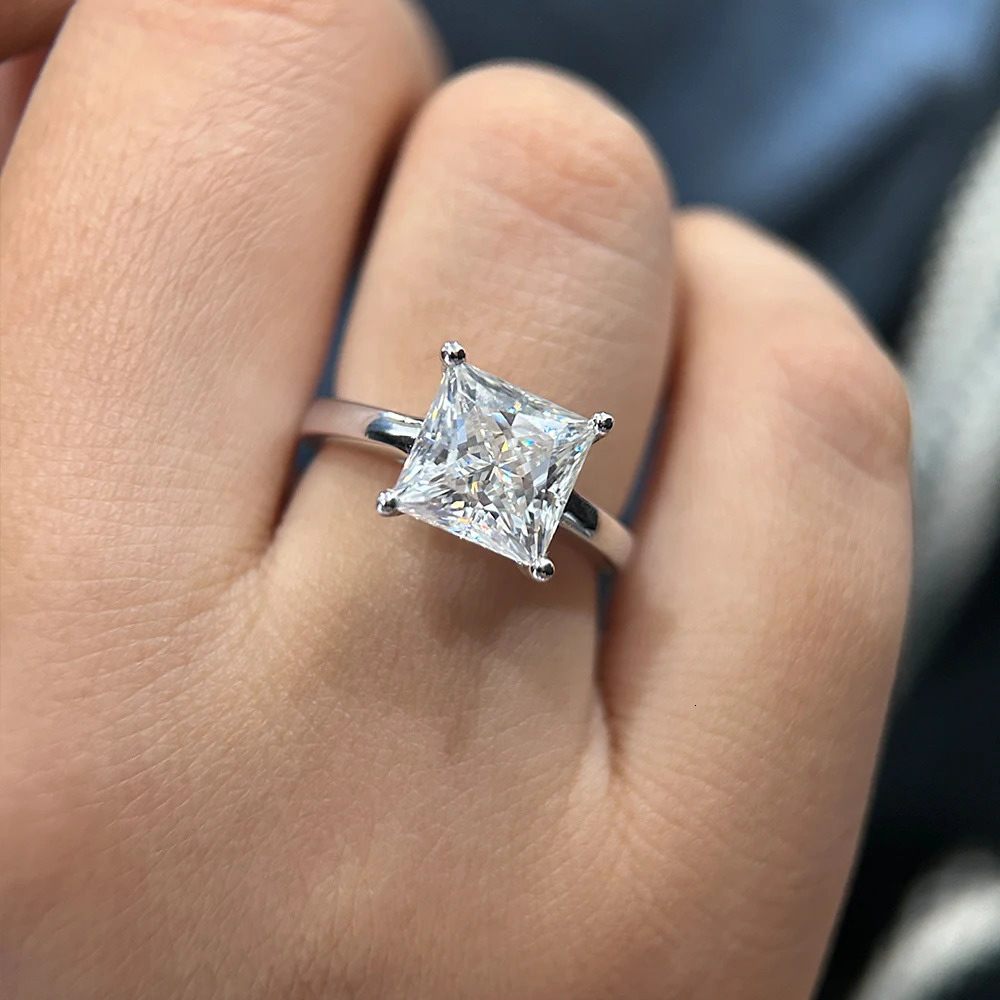 1-4 Princess Cut Rings for Women 925 Sterling Silver Solitaire Diamond Engagement Ring Wedding Bands Jewelry 250610