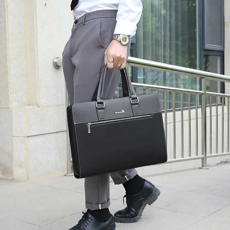 PU Leather Briefcase Bag For Men Laptop Executive Designer Handbags Shoulder Business Male Messenger Crossbody Bag Portfolio W250610