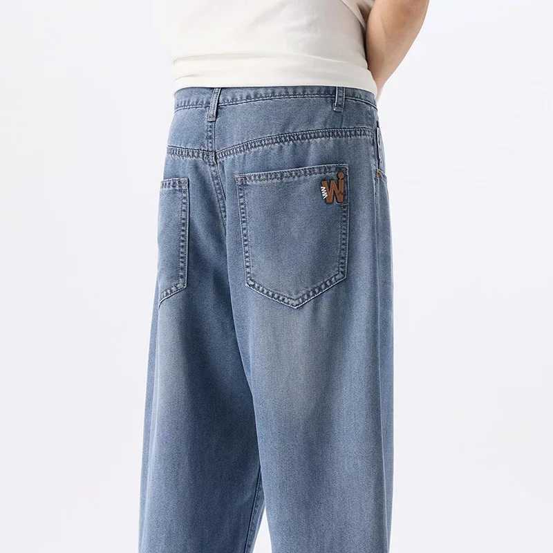 New Anti-wrinkle Soft Lyceler Jeans Men Thin Loose Straight Fashion Korean Comfortable Wide Trousers Denim Pants Men Streetwear M250610