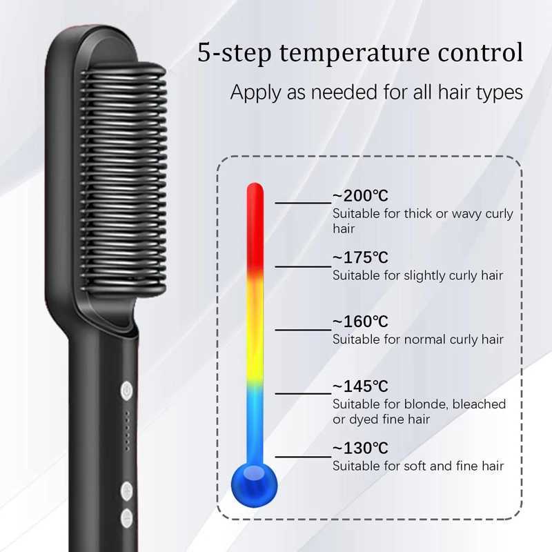 Trending Products Hair Straightener Brush for Women Hair Styling 2-in-1 Ionic Fast Heating Hot Curler Comb with Anti-Scald W250610