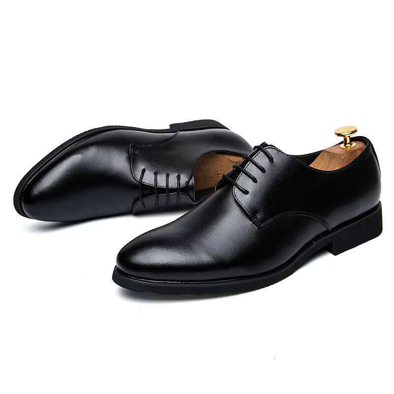Wholesale High Quality Solid Color Genuine Leather Men Fashion Casual Dress Shoes