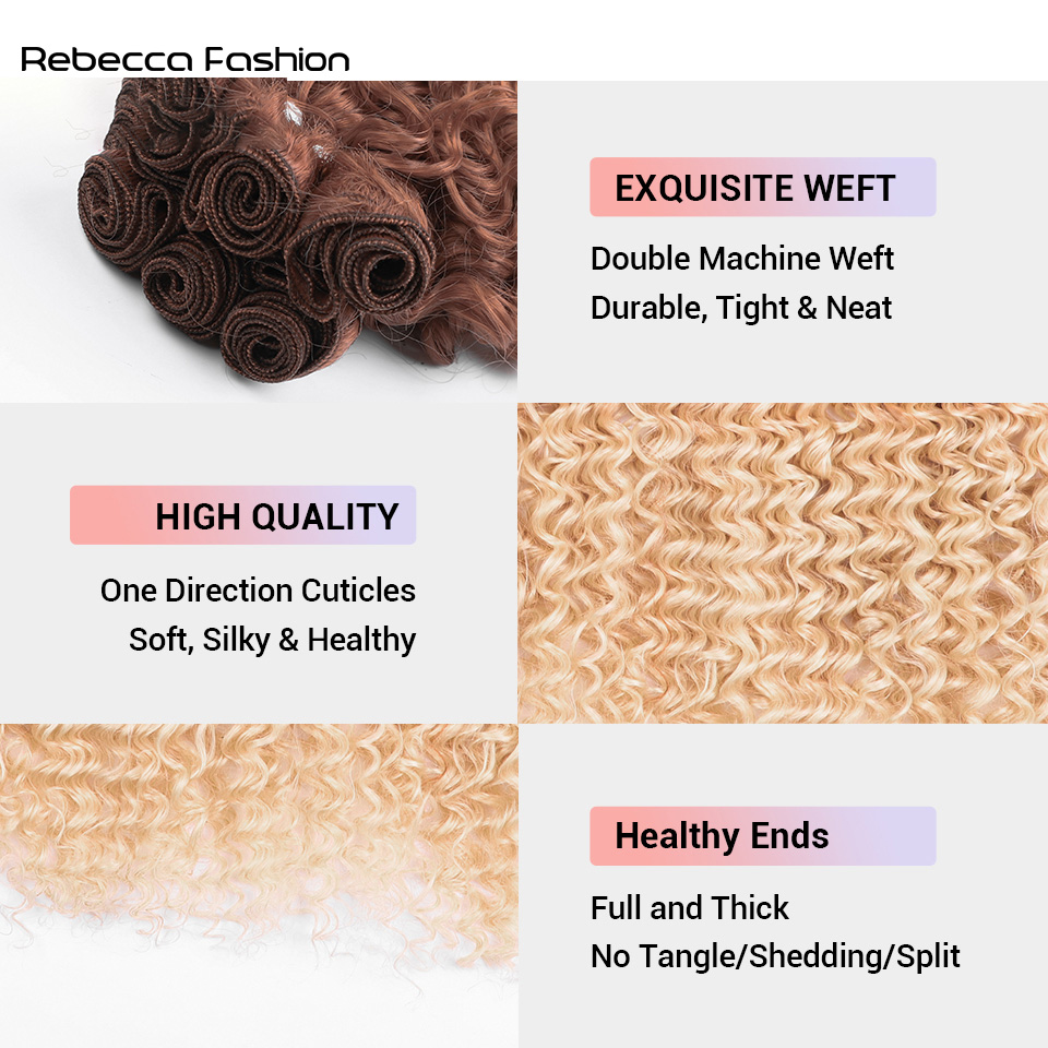 Rebecca Fashion Curly Wave Extensions 18 20 22 Inches Ombre Blonde Orange Fake Bundles Super Long Weave Synthetic Hair