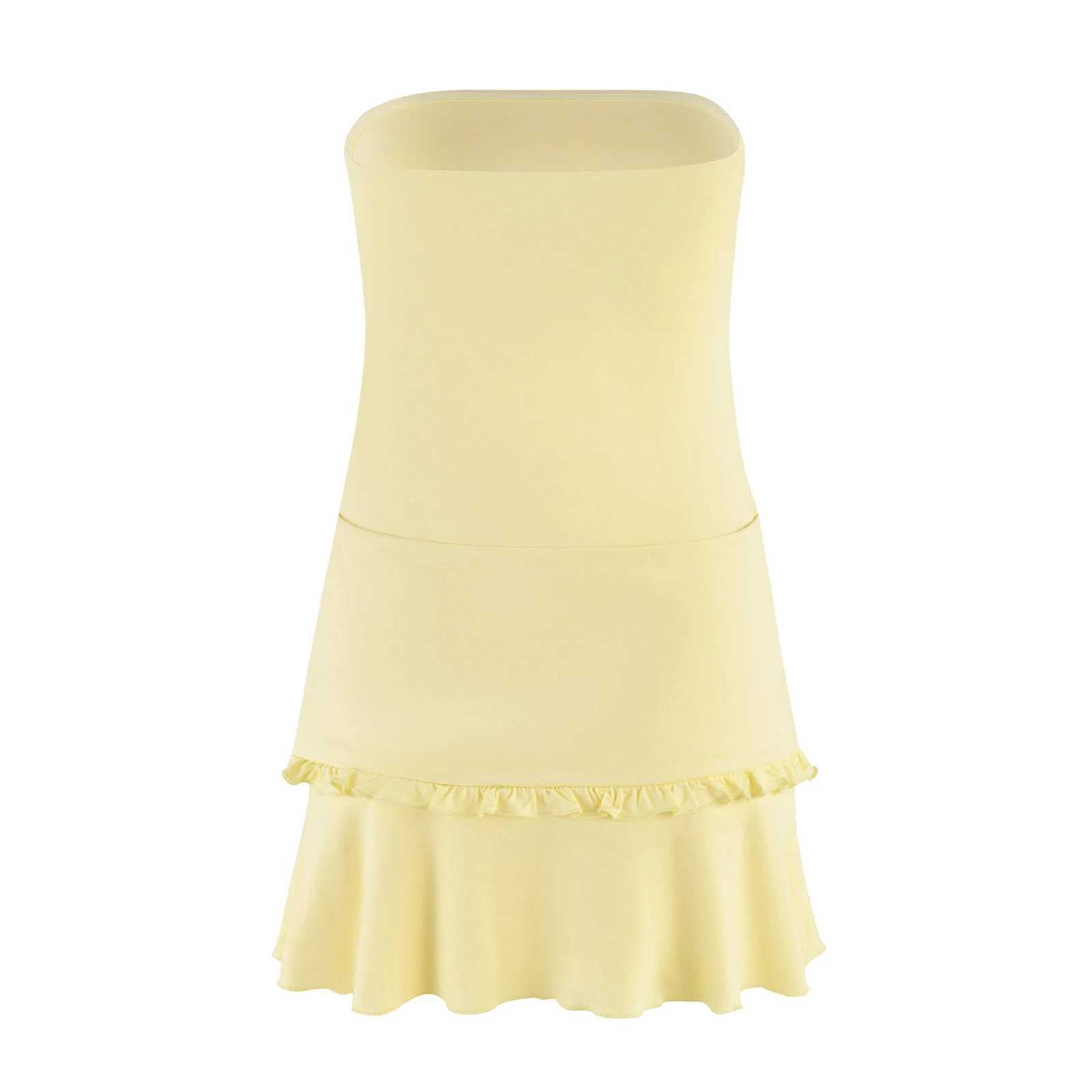 hirigin Women Y2K Frills Knotted Strapless Mini Dress Coquette Sleeveless Backless Off Shoulder Tube Bodycon Short Dress Party XJ250610