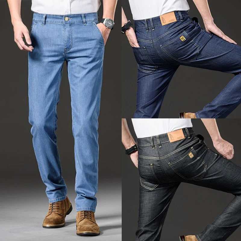 Summer yeni erkek mikro elastik dz bacak denim pantolon ekilli ve cilt dostu birden fazla boyutta i erkek pantolonu M250610