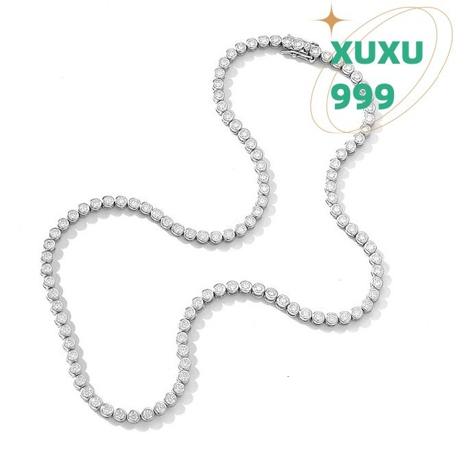 OACOCA Custom 3mm Bubble VVS Moissanite Tennis Chain 925 Sterling Silver White Gold Plated Necklace Women Men Jewelry Diamond Necklace