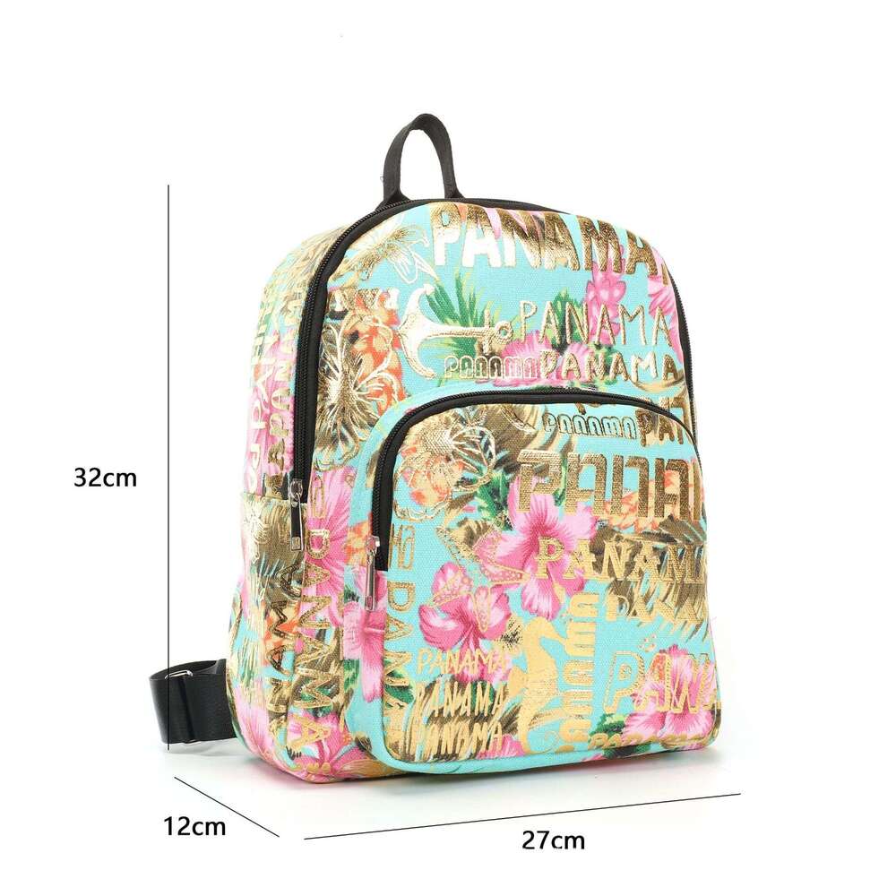 Trendy Letter Flower Print Bag Personality Fashion Casual Travel Street Canvas Backpack