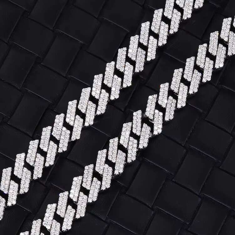 OACOCA Luxury Customized 925 Silver Cuban Chain 8mm 10mm 12mm 14mm Moissanite Diamond Hip Hop Cuban Link Necklace Bracelet