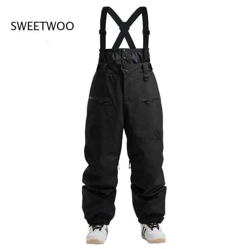 Women's Windproof Waterproof Winter New Ski Pants Strap Thickened Quilted Warm Single And Double For Men