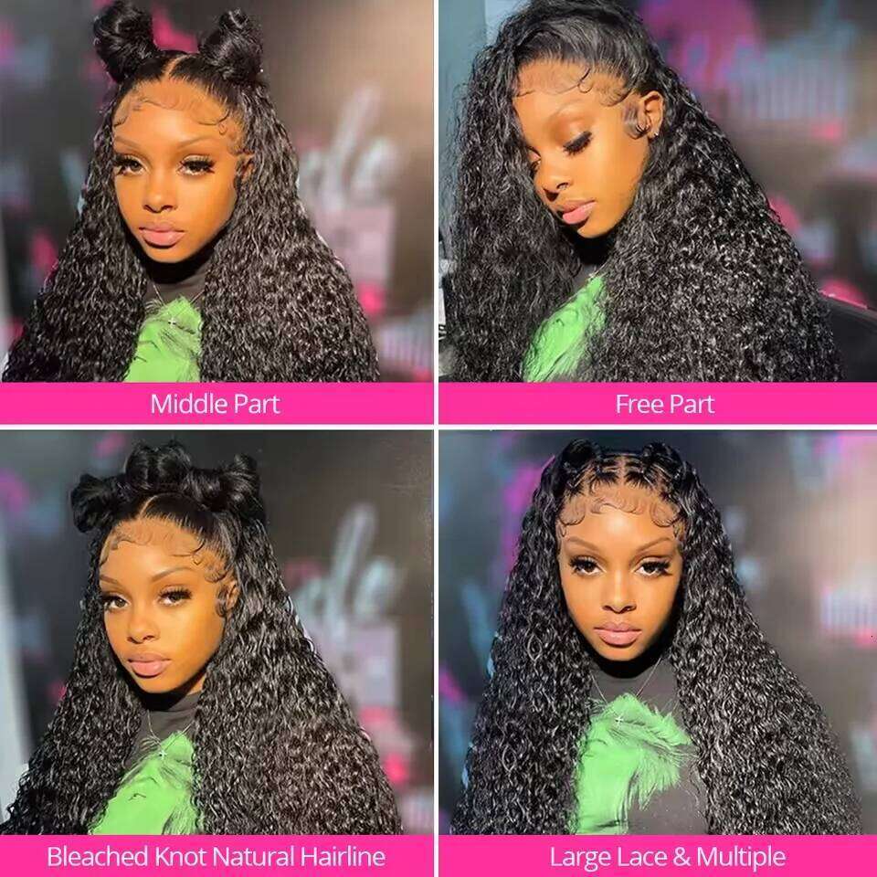40 Inch Deep Wave Wig Transparent 13x4 13x6 HD Curly Human Hair Lace Frontal Wigs For Women