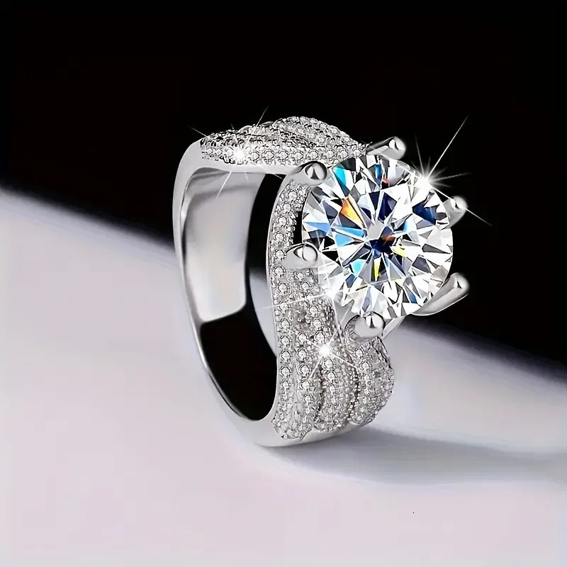 5CT Engagement Ring S925 Silver with Round Brilliant Cut Stones and Claw Setting - Wedding or Proposal Jewelry 250610