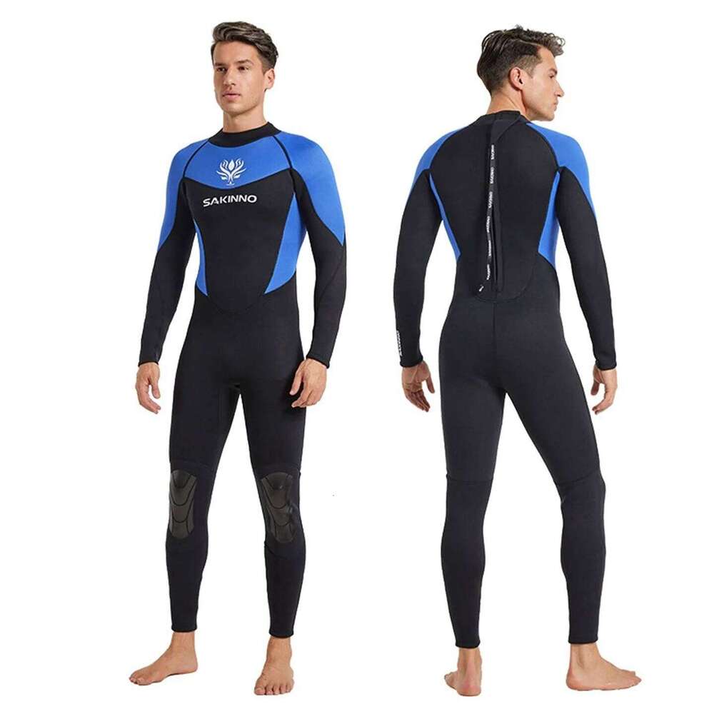 3MM Neoprene Spearfishing Wetsuit Men's One-Piece Diving Suit Surfing Snorkeling Winter Long-Sleeved Thick Thermal Swimsuit