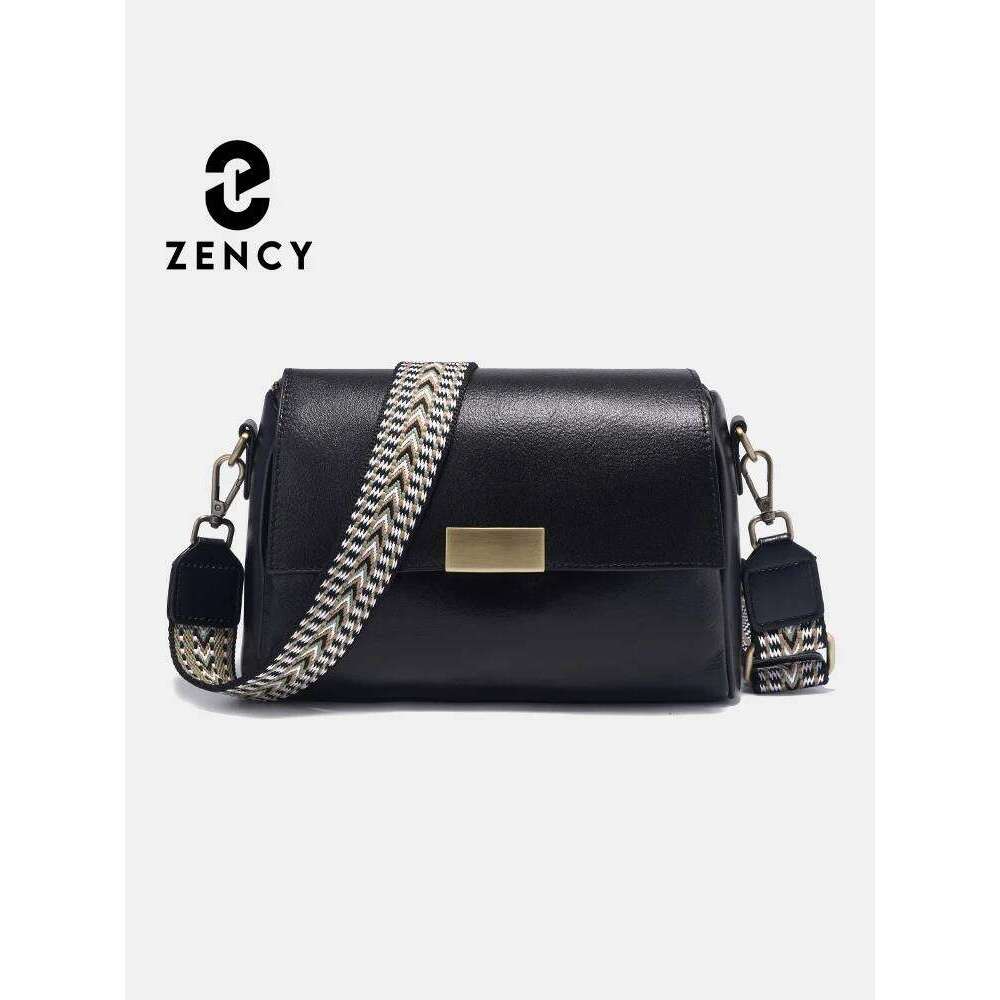 Zency Genuine Leather Vintage Designer Handbag For Women Large Capacity Shoulder New Brown Crossbody Flap Bag Purse 2025