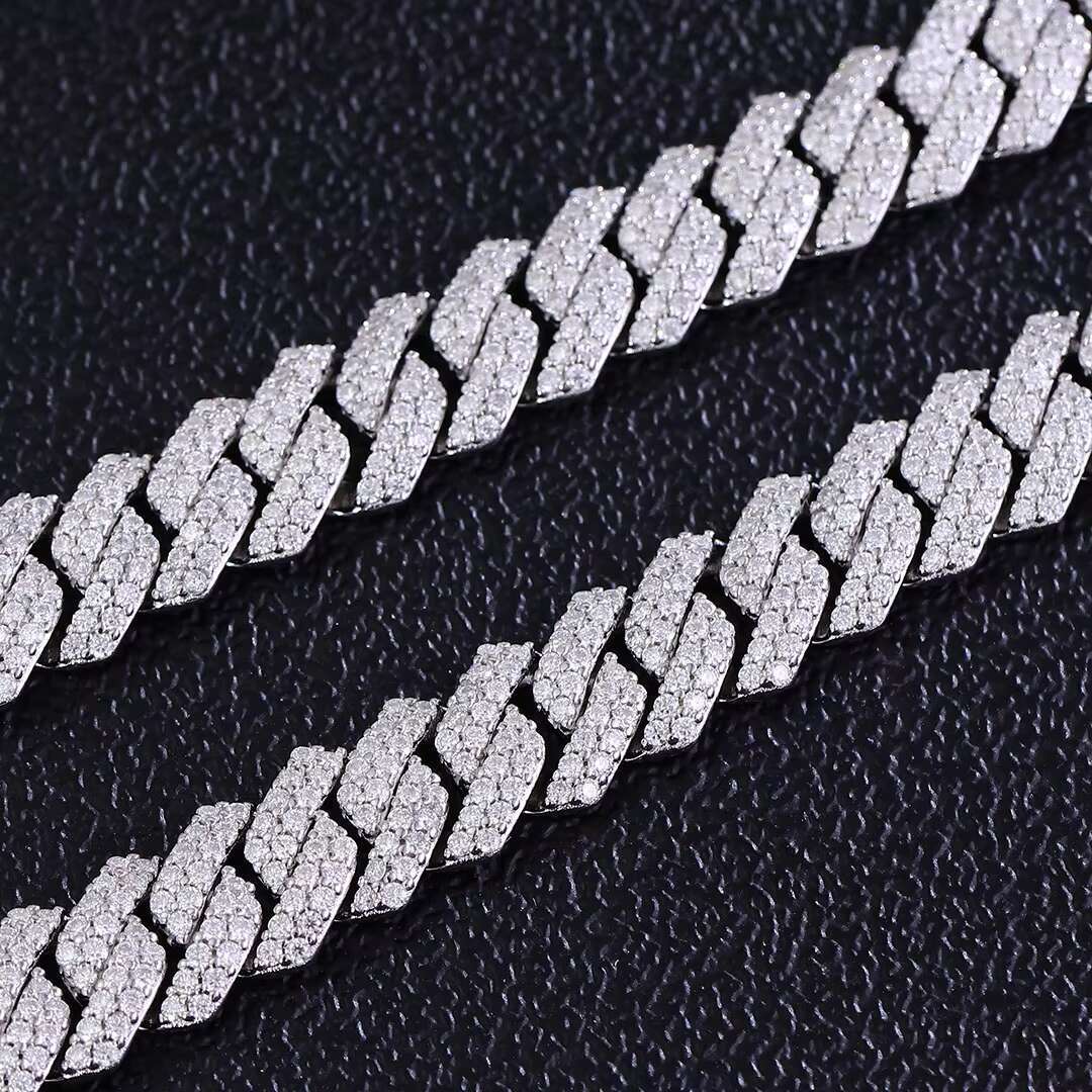 Hip Hop 10mm 12mm Ice Out Vvs1 Mossianite Cuban Link Chains 925 Sterling Silver Men Cuban Necklace Jewelry Men Hip Hop Bracelet OACOCA