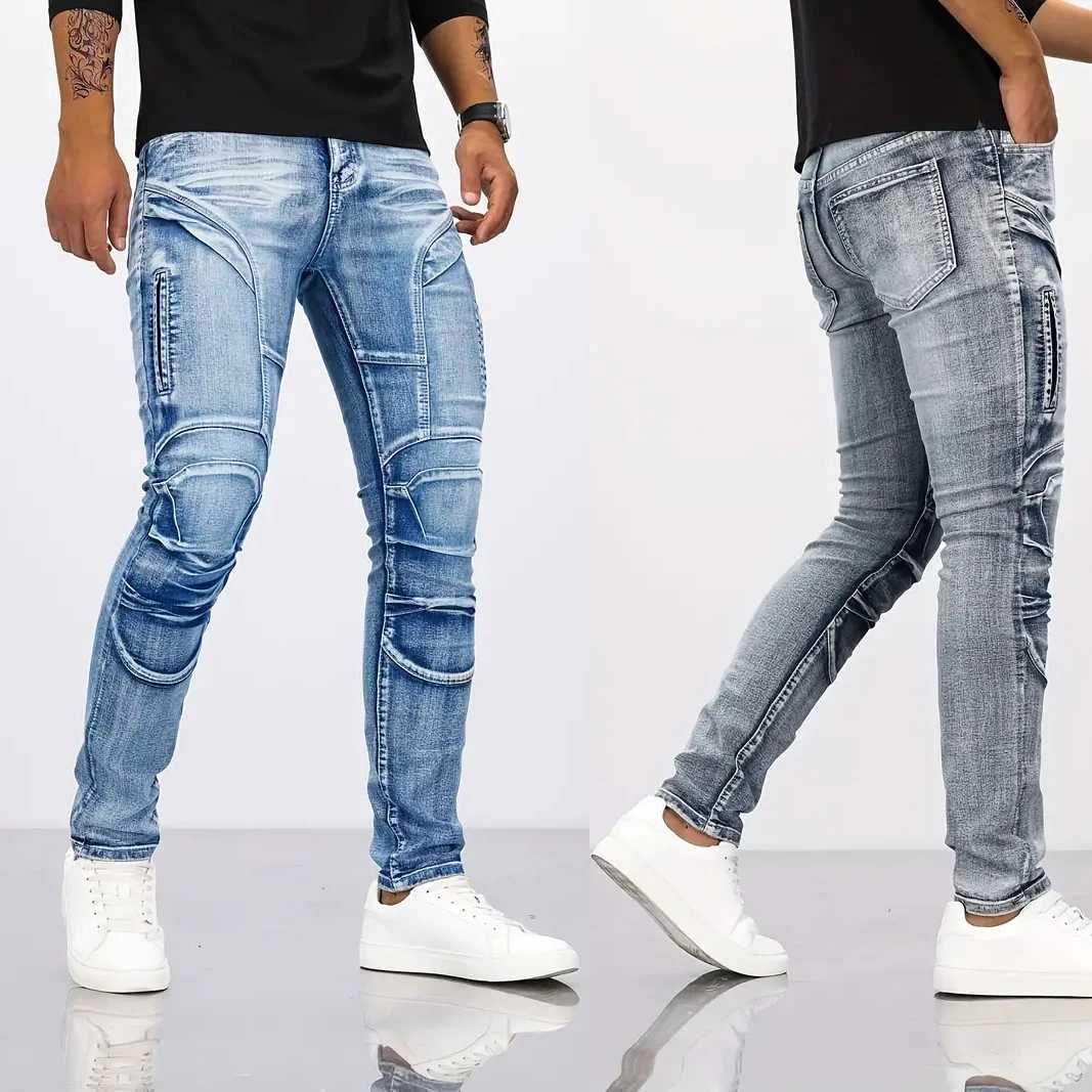 2025 Jeans Mens Small Straight Leg Denim Design Pants New Slim Fit Small Hole Long Pants High Street Classic High Quality Mens M250610