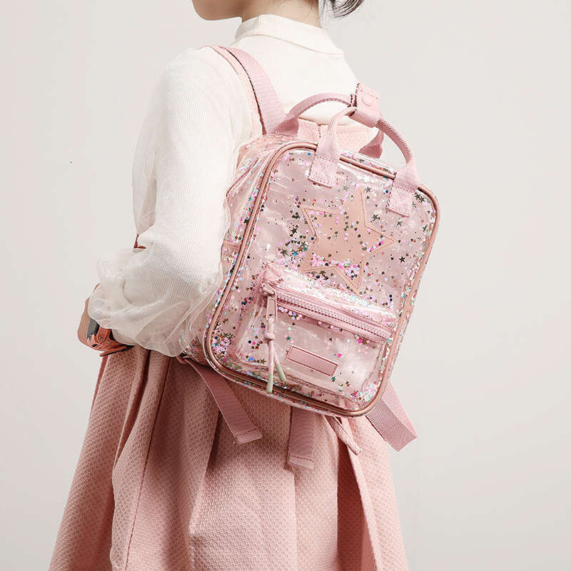Z New Children's Sequin Jelly Girls Transparent School Bag Kindergarten Student Waterproof Small Backpack