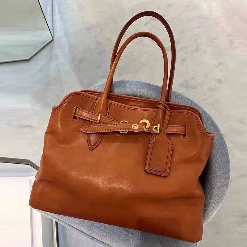 England Style Tote Bags For Women Designer Handbags Purses 2024 New In PU Belt Buckle Top Handle Large Capacity Shoulder