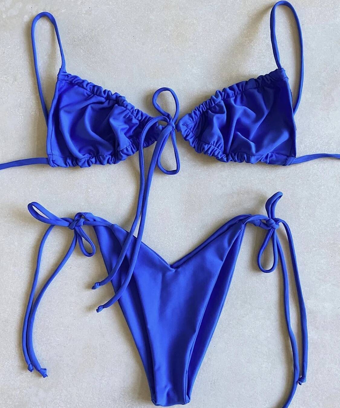 2020 women's loop strap double face plain swimsuit sexy bikini swimming pool party essential NEW