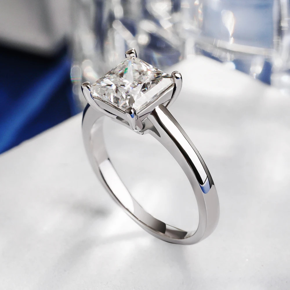 1-4 Princess Cut Rings for Women 925 Sterling Silver Solitaire Diamond Engagement Ring Wedding Bands Jewelry 250610