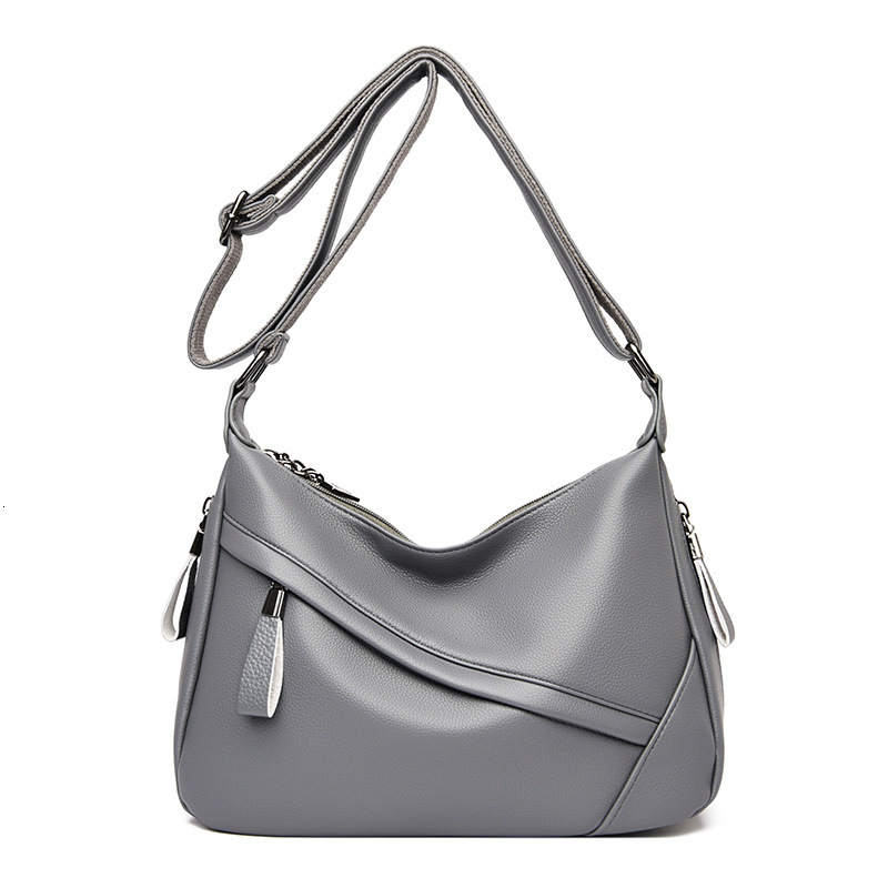 Free Shipping Luxury New Style Middle-aged Women's Bag Large Capacity Soft Leather Designer Simple Shoulder Mom Bag Elegant Crossbody Bag
