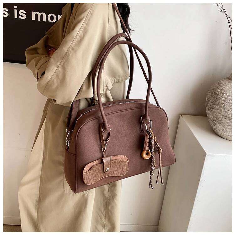Big Size Women Bowling Bags Suede Large Capacity Shoulder Crossbody Bag With Long Strap 2025 Designer Handbags Tote Sac
