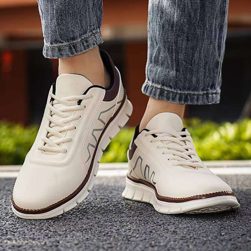 Factory Price Leather Upper Sport Men Sneakers Light Weight Running Shoes