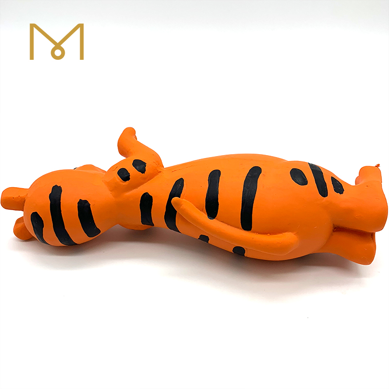 Rubber Squeaky Soft Dog Toy Latex Pet Chew Orange Tiger Dog Toys 4pcs/Pack