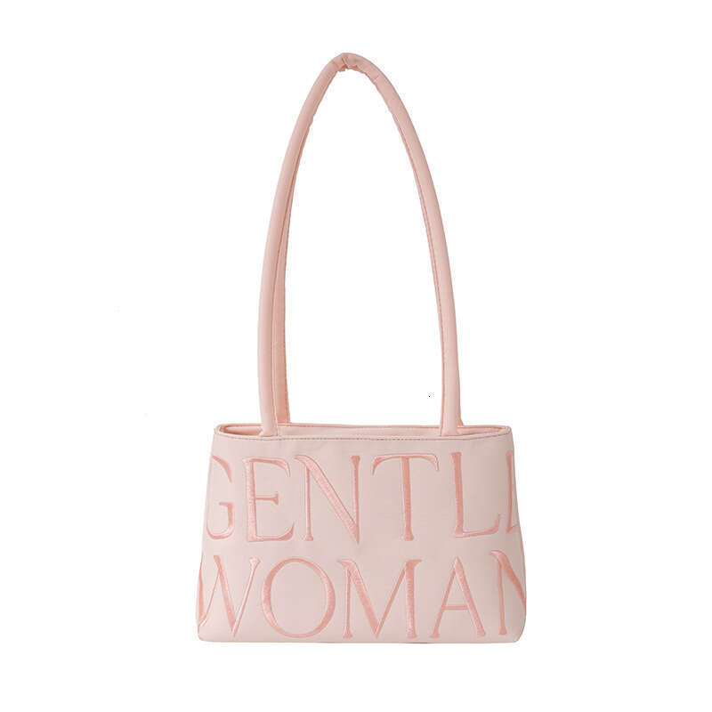 New 2025 Niche Design Satin Letter Embroidery Fashion Versatile Shoulder Handbag Underarm Bag
