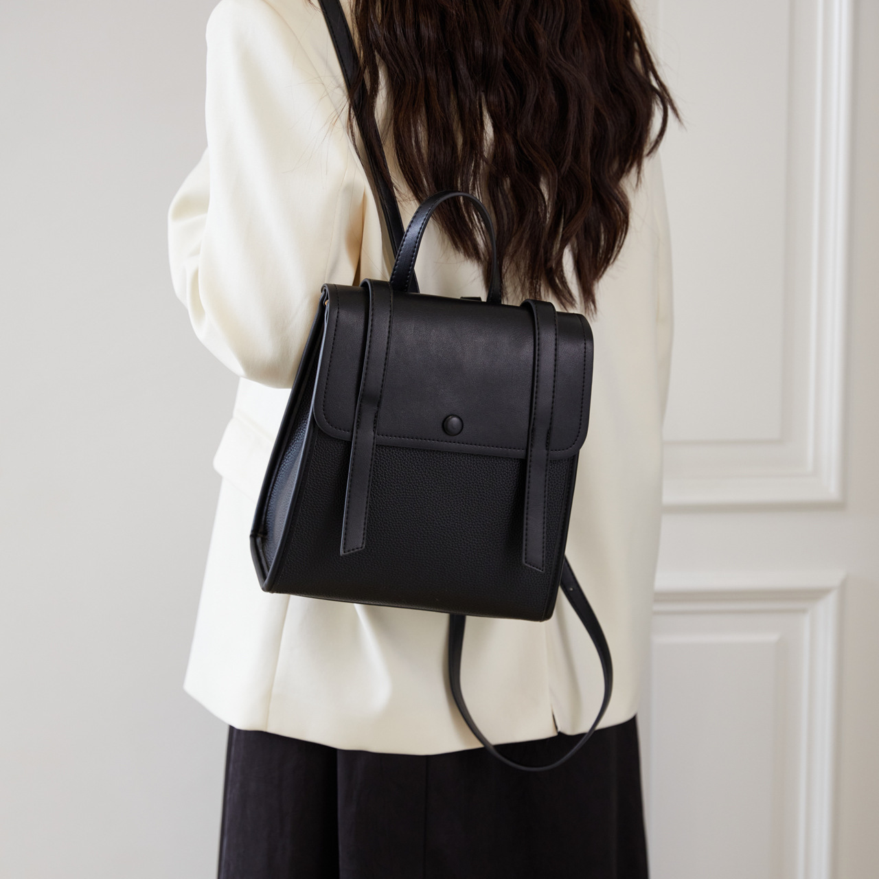 Simple Fashion Color-Block Backpack New Versatile Korean Style Women's Shoulder Bag Handheld