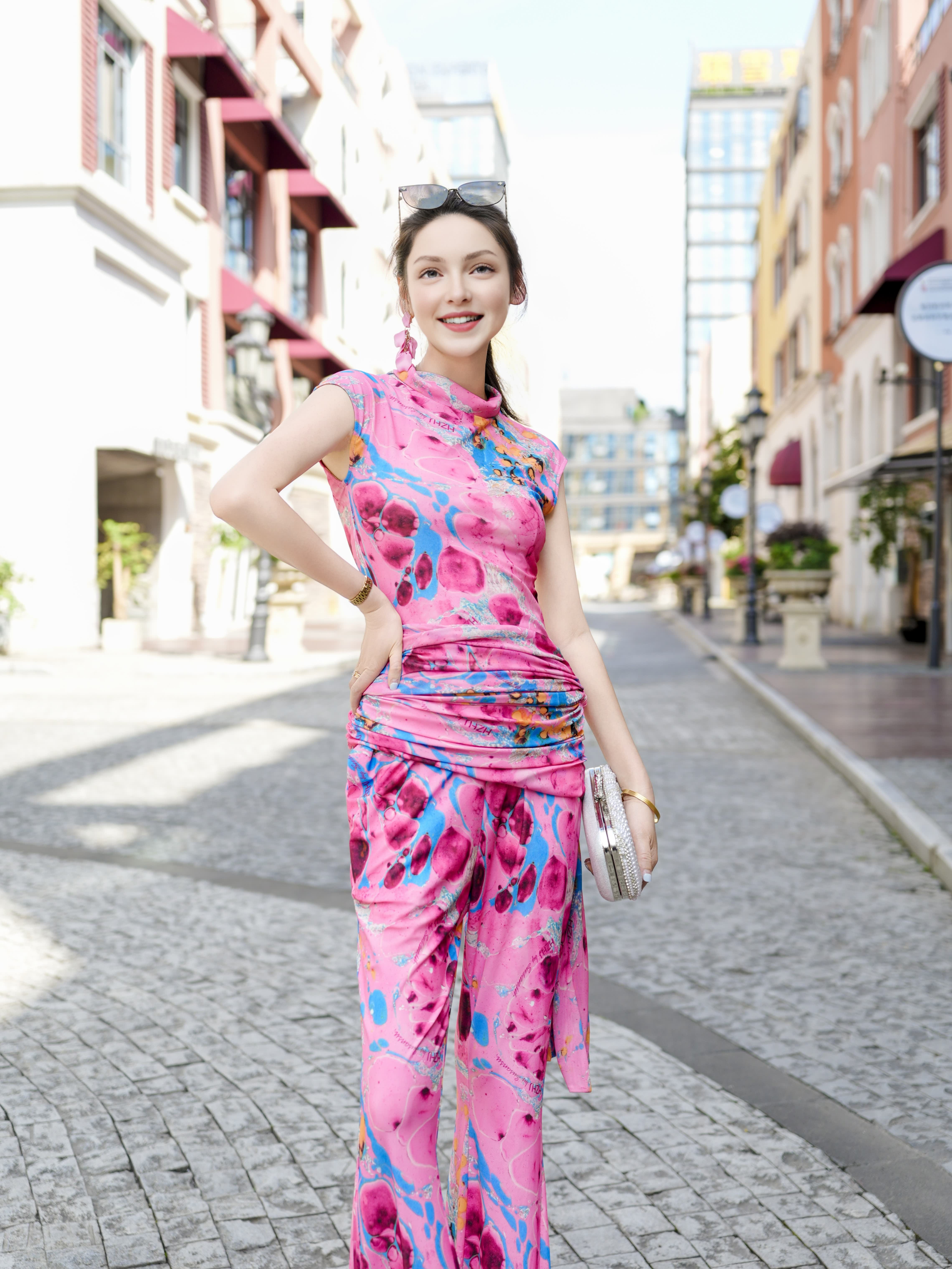 Summer new Original Designer Sakura Love Set Pants Show Thin French Elegance Sister on daily,party,business,festival,be gift for mom and friend.