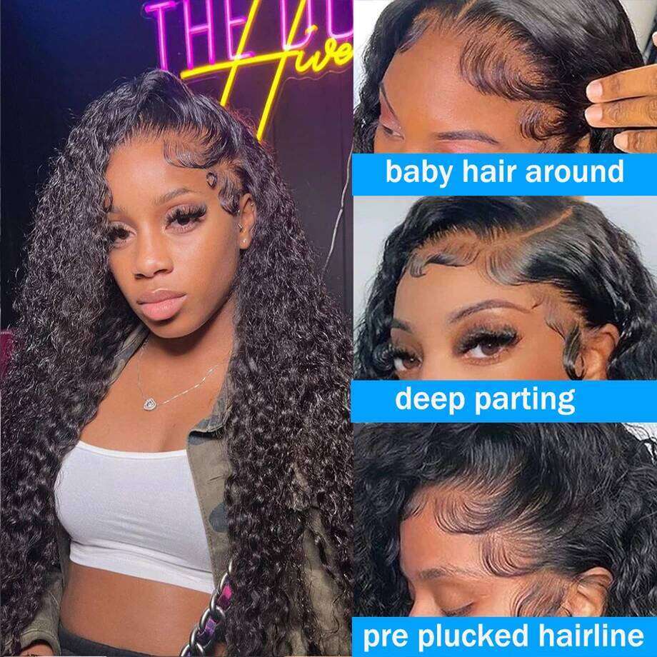Deep Front Wig Curly 30 Inch Hd 13x6 Water Wave Lace Frontal Human Hair Wigs For Black Women on Sale