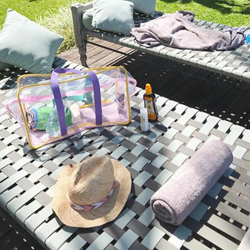 Travel PVC Cosmetic Bags Women Transparent Clear Zipper Makeup Bags Organizer Bath Wash Bag Make Up Tote Handbags Case 250606