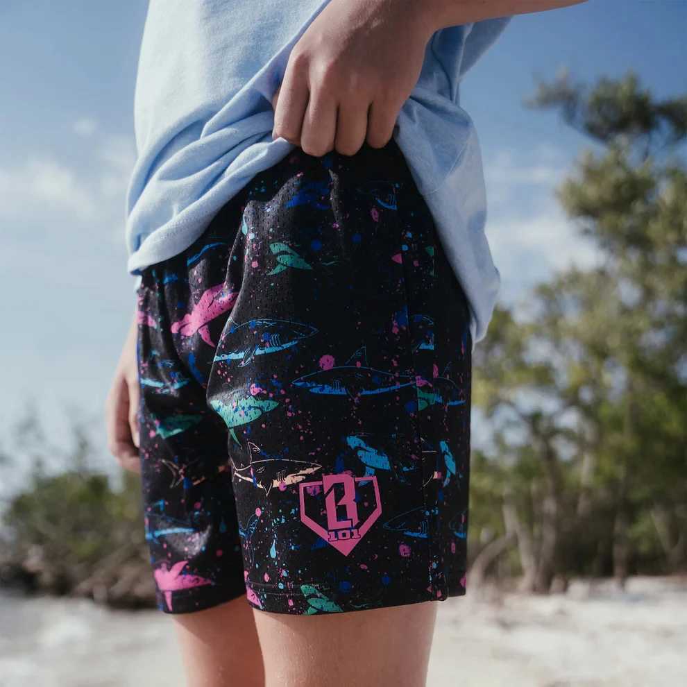 2025 Mens And Womens New Baseball Lifestyle 101 Shark Shorts Summer Breathable Quick Drying Fashion Beach Motorcycle Shorts W250610