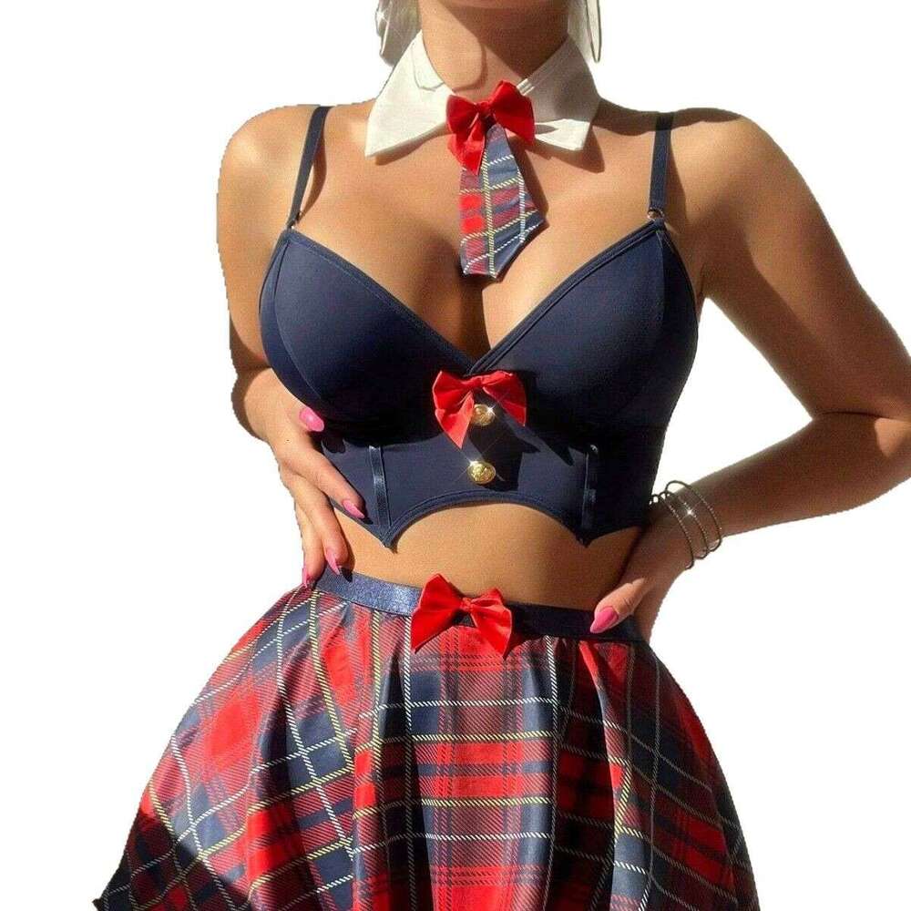 Spell Lingerie Porn Suits Sexy Plaid Pure Desire Uniform Temptation Role Play Student Lingerie Set Sexy Lingerie